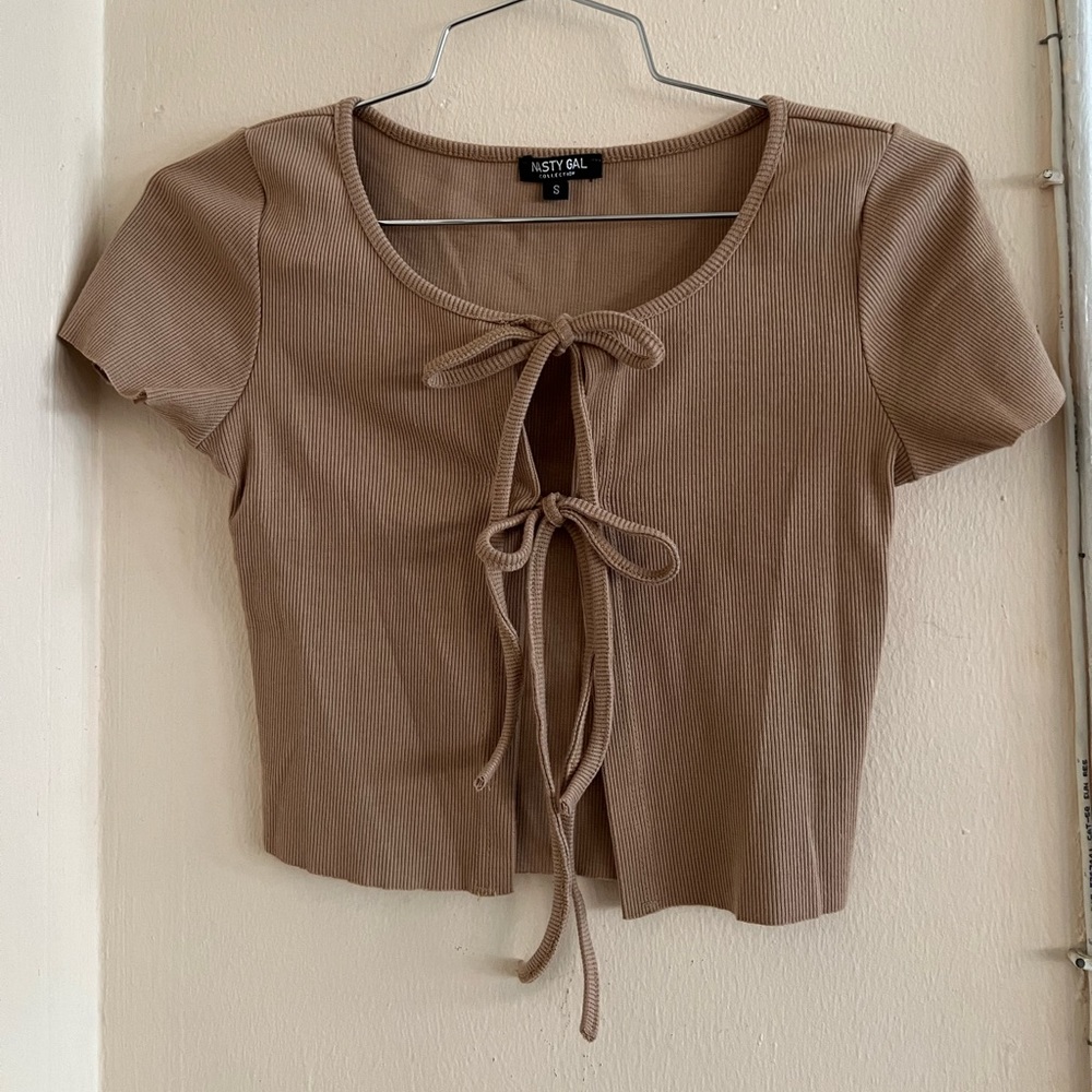 Nasty Gal Nude tie front top